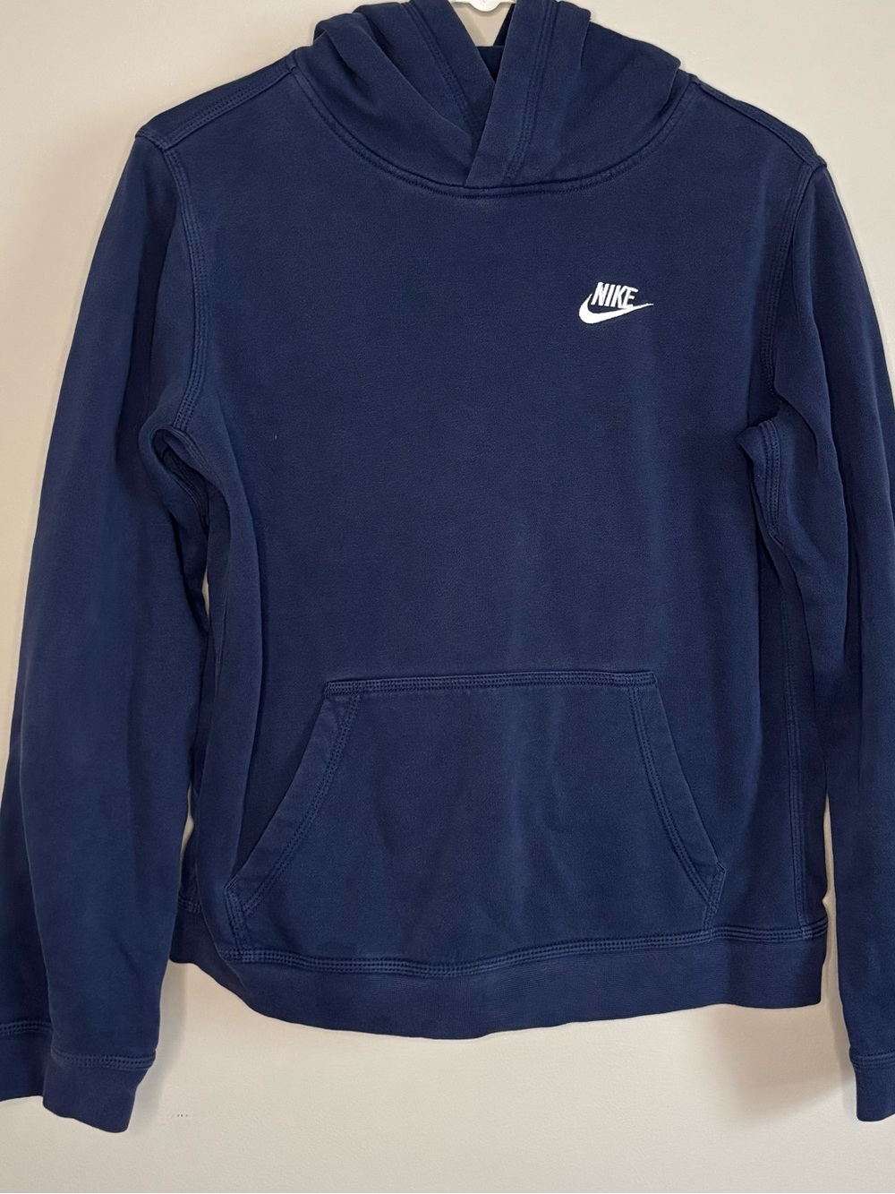 Nike Navy Pullover Hoodie with White Swoosh Youth XL